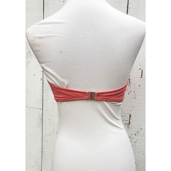 Seafolly Strapless Coral Pink Scale Design Bikini Top Womens SZ 16 NEW - Picture 2 of 2